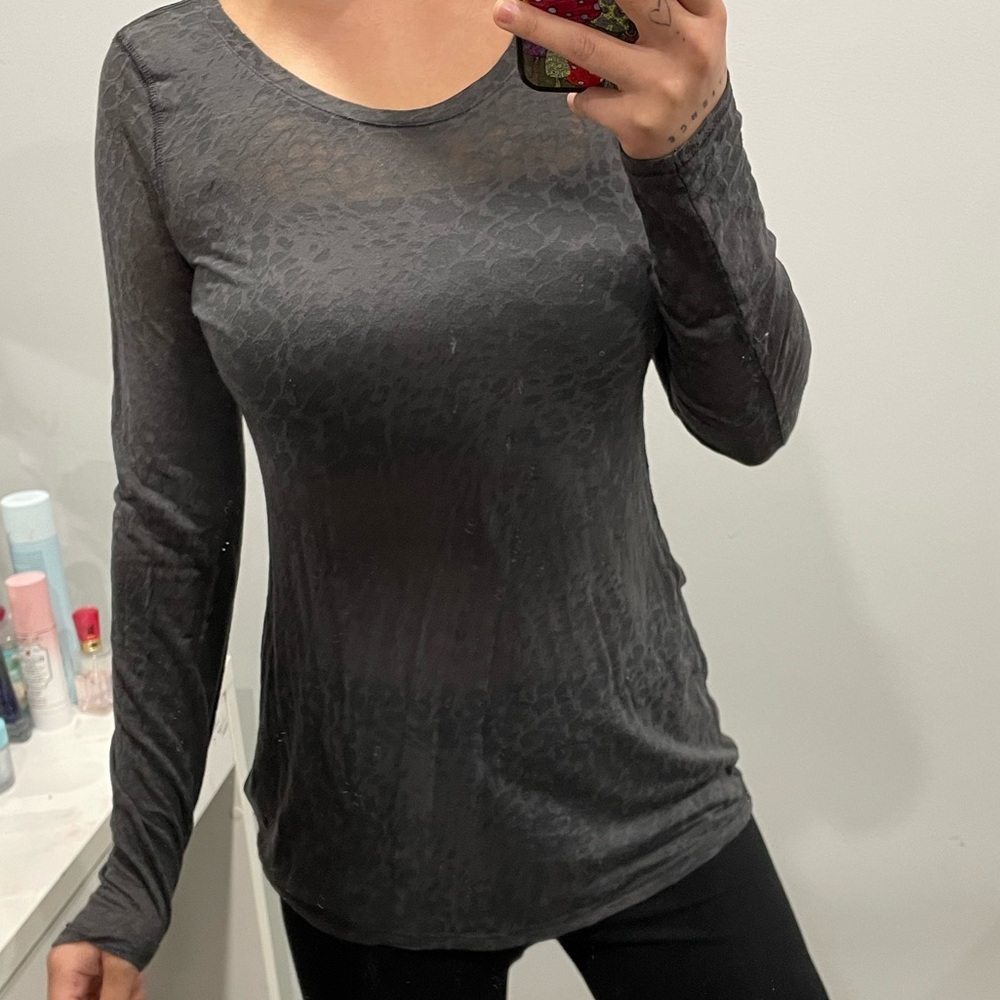 Express Grey Leopard Print Long Sleeve Shirt